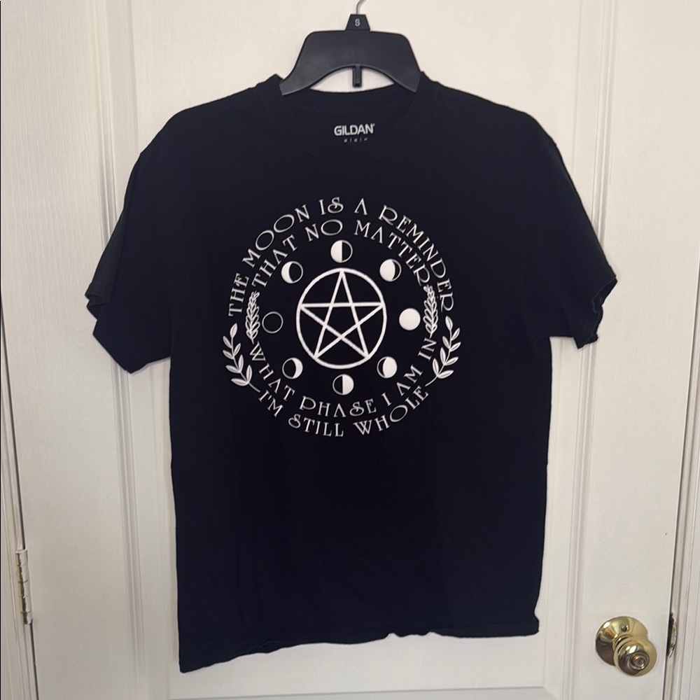 Pentacle Moon Cycle Wiccan Black Short Sleeve T-Shirt